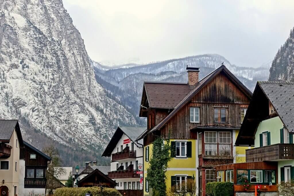 Hallstatt Town Square in Winter