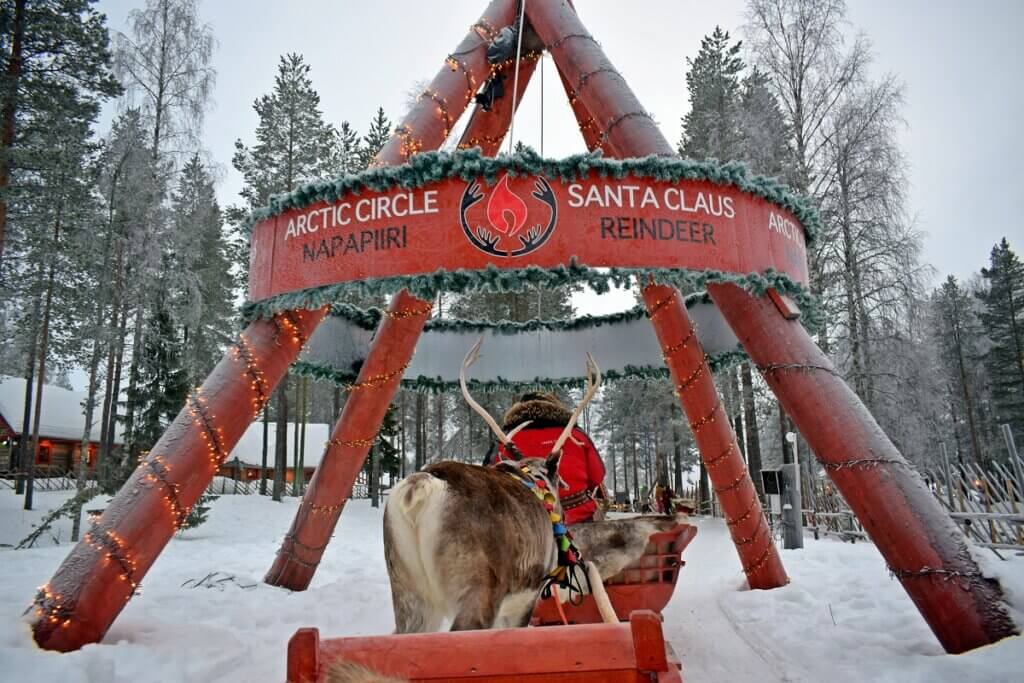 Santa Clause Reindeer crossing Arctic Circle