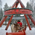 Santa Clause Reindeer crossing Arctic Circle