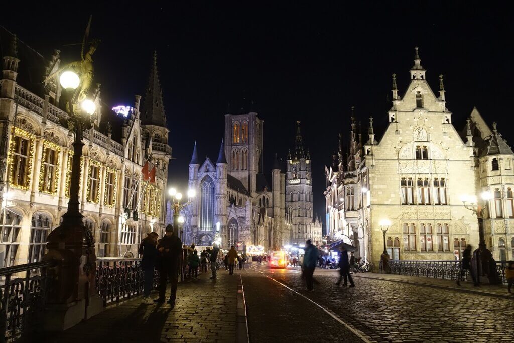 Night's Ghent from St Michael Bridge