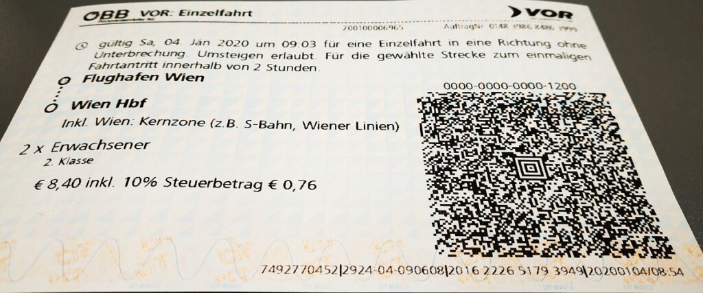 OBB train ticket Vienna