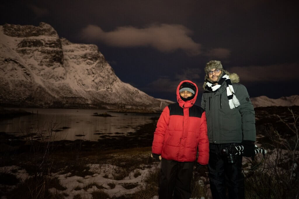 Photoshoot at Tromso Fjord at Night