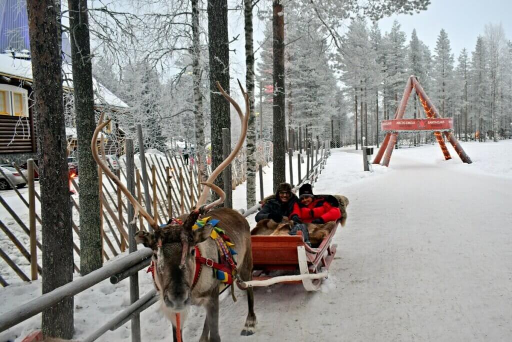 Riding a Reindeer in Rovaniemi